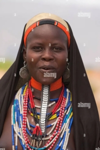 An Ari woman (South Omotic). Genome analysis indicates that the Ari and other South Omotic speakers predominantly bear Sub-Saharan African ancestry, of which the ancient Nilo-Saharan component constitutes a major element. As such, South Omotic-speaking individuals appear to have originally spoken Nilo-Saharan languages and adopted their present Afro-Asiatic tongues from ancient Omotic speakers, who were ancestral to the Wolayta and other North Omotic speakers.