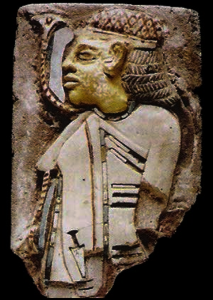 Ancient stone engraving depicting a Canaanite man.