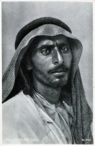A Palestinian Arab man (Semitic). Palestinians of the Levant claim descent from the ancient Canaanites, a genealogical tradition that is disputed by their Jewish relatives.