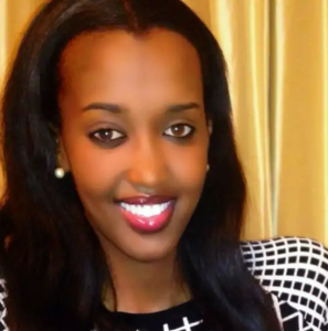 Ange Kagame, after skin lightening treatments and wearing straight hair extensions. She can now pass for some of the mixed peoples in the northern Great Lakes/southern Horn, a contact zone where Bantus/Nilotes have intermixed with Cushitic peoples.